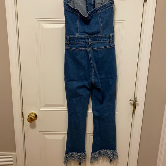 Strapless Jean Jumpsuit - Picture 2 of 4